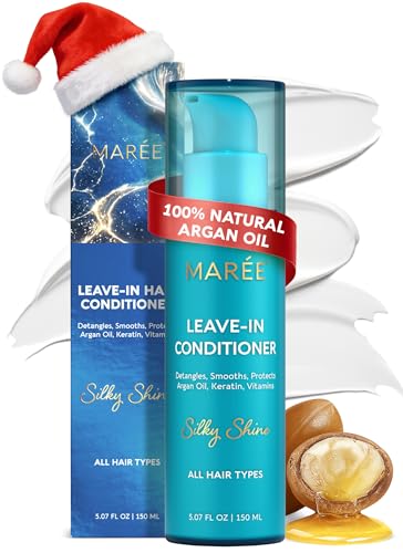 MAREE Leave In Conditioner for Dry Damaged Hair - Leave In Conditioner for Curly Hair Care - Color Treated Hair Moisturizer for Women & Men with Keratin & Argan Oil - Acondicionador Para Cabello