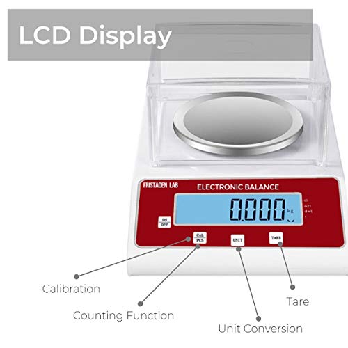 Fristaden Lab Precision Analytical Milligram Balance 200g x 1mg | Measures Grams, Carats, Kilograms | 0.001g (1mg) Accuracy Electronic Scientific Scale for Laboratory, Jewelry and More