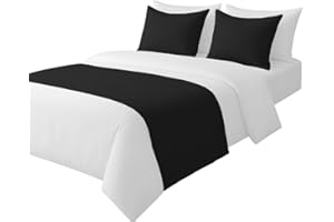 DPS COTTON KING 100% Egyptian Cotton Bed Runner Black Solid California King Size (108x20) 1 Piece Decorative Bed Scarf for Bedroom Hotel Wedding Room