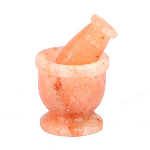 Natural Crystal Himalayan Salt Mortar & Pestle Pink for Kitchen