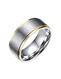 FANSING Mens 8mm Wedding Bands Womens, Stainless Steel Rings, Gold Silver Two Tone, Size 13