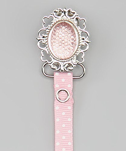 Crystal Dream Elegant Pink Sparkly Unisex Baby Pacifier Clip with Crystals and Removable Matching Polka Dot Ribbon 8 Inch (RSP)