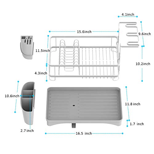 Dish Drying Rack, Veckle Dish Rack with Drain board, Wine Glass Holder