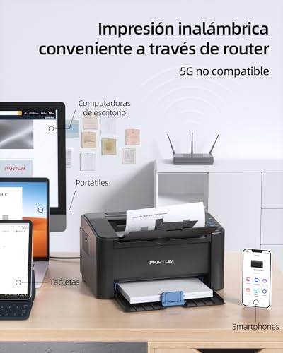 PANTUM P2502W Laser Printer with Original Toner Included (Wi-Fi, Airprint, 22 ppm, A4, 1200 x 1200dpi), Black and White