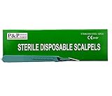 SCALPEL DISPOSABLE SURGICAL BLADE Size 11 (2 box = 20 scalpels) STERILE with PLASTIC HANDLE and METRIC LINE on it,DESIGNED in USA
