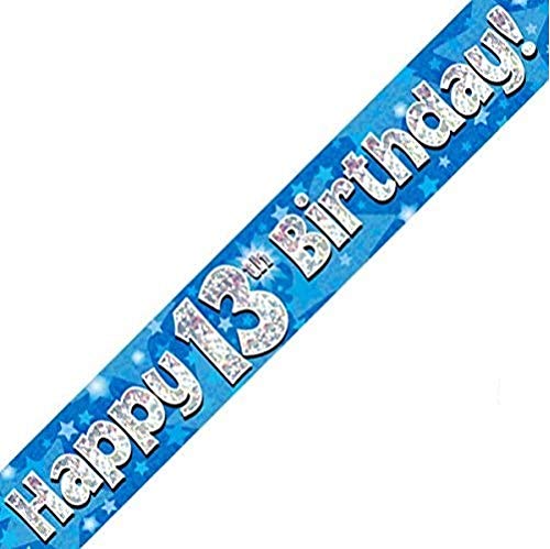 13th Birthday Blue Holographic Banner by Signature Balloons
