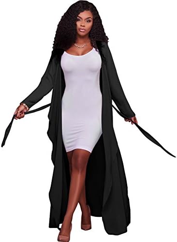 Women's Long Sleeve Cover Up Lightweight Long Loose Chiffon Maxi Cardigan Coat