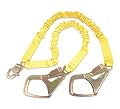 3M DBI-SALA,ShockWave 2 1244448 Shock Absorbing Lanyard, 6' 100 Percent Tie-Off with Elastic Web and Snap Hook At Center, Saflok-Max Steel Rebar Hooks At Leg Ends, Yellow