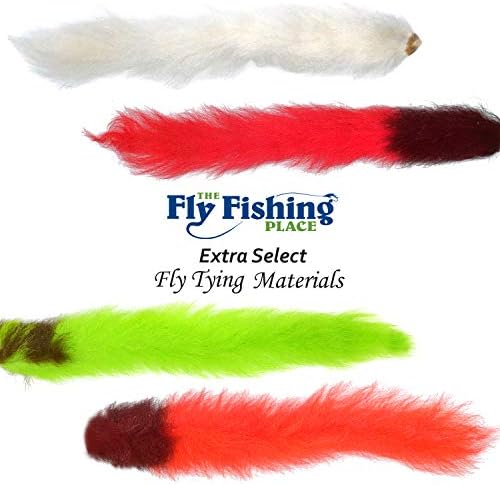 The Fly Fishing Place Fly Tying Materials - Select Grade Calf Tails - Kiptails - Master Pack - 4 Fluorescent Colors - White Fire Orange Chartreuse Red