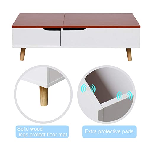 Mecor Wooden Lift Top Coffee Table with Hidden Storage Compartment