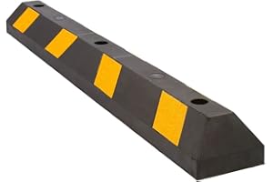 DISCOUNT RAMPS Guardian 4' Rubber Parking Curb with Mounting Holes Hi-Vis Yellow UV-Resistant for Paved, Gravel Parking Lot 4" H