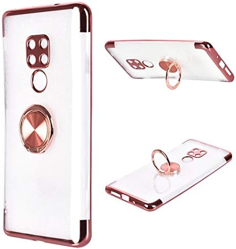 Huawei Mate 20 Case with Ring Kickstand, 360 Degree Rotate Kickstand Ring Flip Support Compatible with Magnetic Car Mount Shockproof Impact Protection TPU Silicone Pink Cover Case for Huawei Mate 20