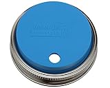 Silicone Fermentation Lid and Straw Hole Tumbler with Stainless Steel Band for Wide Mouth Mason Jars (Bright Blue)