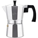 MVPLUE Stovetop Espresso Maker 6 Cup Moka Pot Aluminum Silver，Cuban Coffee Maker，Make Delicious Coffee Easily at Home And Cam