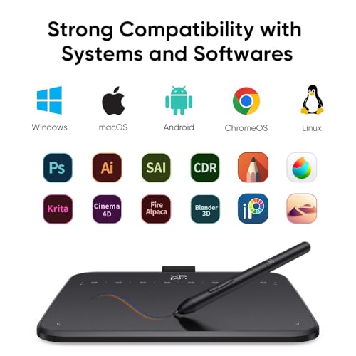 XPPen 6 * 4 inch Drawing Tablet with 16384 Pressure Levels IT640 Digital Graphic Art Tablet Battery-Free Stylus 60° Tilt Support OSU Drawing Pad for Beginner Compatible with Android Windows macOS