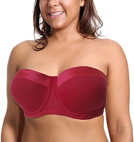 Olivachel Women's Strapless Bra 34-46 C/D/DD/E 1/2 Cup Seamless Plus Size Balconette Bra H059