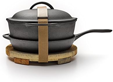 Barebones Living 12" Cast Iron Kit by Includes 12'' Skillet, 12'' Lid, 12'' Crock, Trivet, Cleaning Mesh