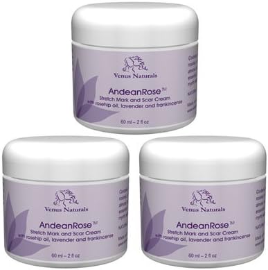 AndeanRose Stretch Mark and Scar Cream with Rosa Mosqueta, 3-2oz Jars, Best Value Pack