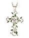 FINREZIO Pink Cubic Zirconia Cross Pendant Necklace for Women Gold-Plated Chain Necklace Jewelry Gift
