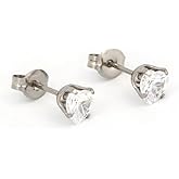 STUDEX Sensitive Crystal Heart Stud Earrings 6x6mm | Hypoallergenic and Nickel Safe for Sensitive Ears | Surgical Stainless Steel Posts | High Fashion Earrings for Women and Men-PR-647W-S
