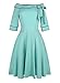 Women's Casual Off Shoulder Pocket Bowknot Rockabilly Swing Vintage Cocktail Party Dress 188 Blue L