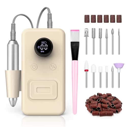 COPPA Professional Nail Lathe, NDK106 Electric Nail File with 12 Bits 31 Bands, 45000 RPM Adjustable Speed Nail Drill Kit for Polishing and Removal of Acrylic Nails, Salon & Home
