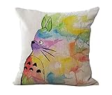 HomeTaste Cute Totoro Decorative Linen Throw Pillow Cover 18x18