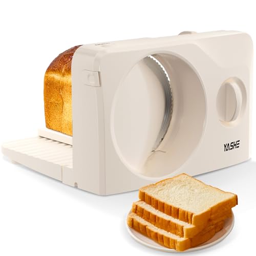 YASHE 180W Electric Folding Home Slicer with 17cm Serrated Blade, Adjustable Thickness 0-15mm, Easy to Clean and Safe Design for Meat, Cheese, Bread, Vegetables