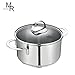Mr Rudolf Cooking Pot, 3 Quart Dutch Oven with Lid,Stainless Steel Pot with 2 Handles,Dishwasher Safe Cooking Healthy Cookware