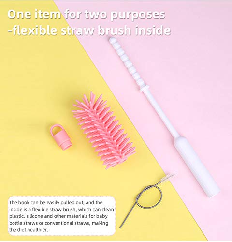 Silicone Bottle Brush Set, 12.9” Long Handle Large Brush Head Water Bottle Brush for Hydro Flask, Vacuum Sports Bottle, Vase, Thermos and Glassware (Grey)