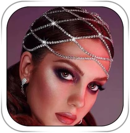 Fdesigner Rhinestone Head Chain Jewelry Silver Gatsby Cap