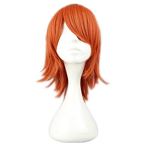 COSPLAZA Cosplay Wigs Short Party Hair 35cm Mixed Orange Red Synthetic Wig