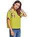 SweatyRocks Women's Casual Summer Tops Floral Embroidered Short Sleeve T Shirt Yellow Large