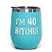 Funny I'm 40 Cup | Stainless Steel Insulated Wine Tumbler Sippy Cup with Lid | 40th Birthday For Women | Fortieth Bday Tumbler (12 Ounce, Mint)