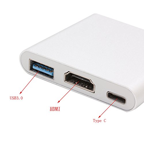 Stebcece 1pc 3 IN 1 USB 3.1 TypeC to USB-C 4K USB3.0 Hub HDMI Charging Port Adapter Cable