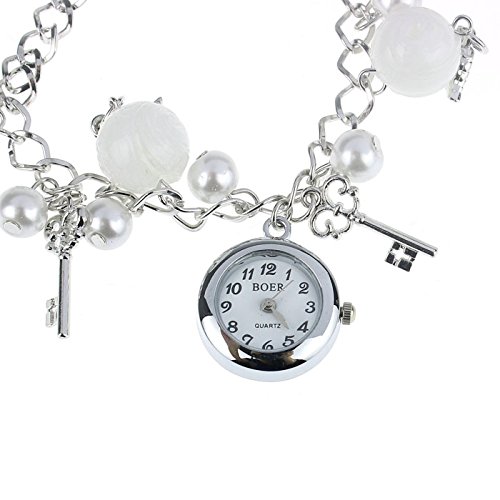 Clearance Deal! Hot Sale! Bracelet, Fitfulvan Women Girl Quartz Charms Bracelet Wrist Watch Wristwatch Fashion Gift (Silver)