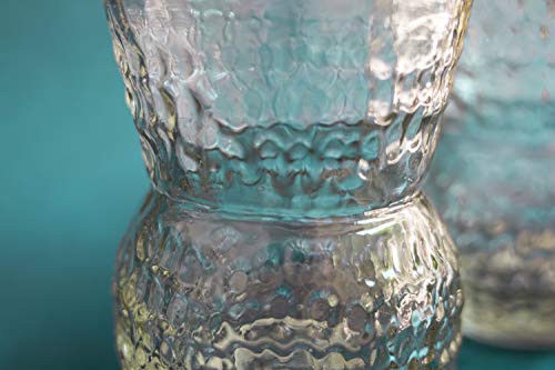Unique Mexican Artisan Hand Blown Golf Like Design Large Drinking Glasses for Red Wine Lovers, Couples Wedding, Hostess Glassware Gift Idea Set of 4 Stem Less Recycled Lead Free Glass Cup 10 Oz