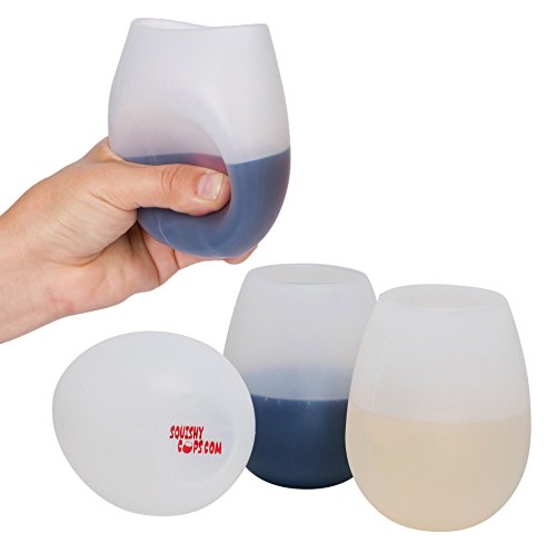 Unbreakable Silicone Wine Glasses - Set of 4 12 Ounce Stemless Rubber Squishy Cups by Jkel