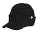 Newsboy Cable Knitted Hat with Visor Bill Winter Warm Hat for Women in Black, Charcoal, Dark Brown, Hot Pink, Red, White (Black)
