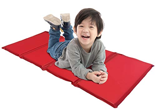 KinderMat, 1.5" Thick KinderMat, 4-Section Rest Mat, 41.5" x 17.5" x 1.5", Red/Blue, Great for School, Daycare, Travel, and Home, Made in the USA