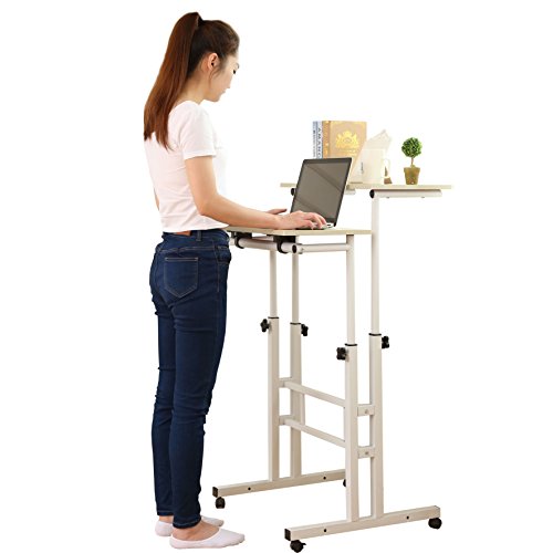 SDADI Mobile Stand Up Desk Height Adjustable Home Office Desk With
Standing And Seating 2 Modes 1.0 Edition Light Grain