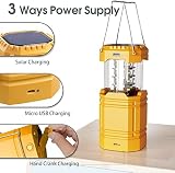 Mesqool LED Camping Lantern Solar Hand Crank 3000mAh 35h Yellow view 2