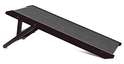 Internet's Best Adjustable Pet Ramp | Decorative Wooden Folding Dog Ramp for Couch Bed Car | 35” Long | Soft Paw Friendly Grip Carpet | Height 12-16 Inch | Espresso