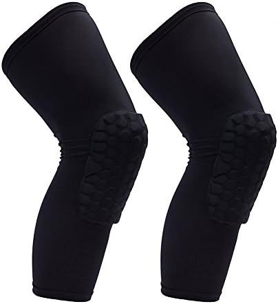 1 Pair Knee Pads Masall Crashproof Sports Knee Protective Pad Support Guard Kids Adult Basketball Protective Compression Leg Knee Brace Support (M-Long, Black)