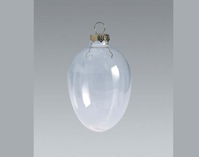 10 Fillable 50mm Clear Glass Egg Shaped Christmas Bauble Ornaments