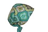 Surgical Scrub Hat Chef Nurse Cap EuroGlam Pixie Medallion Green Yellow Teal