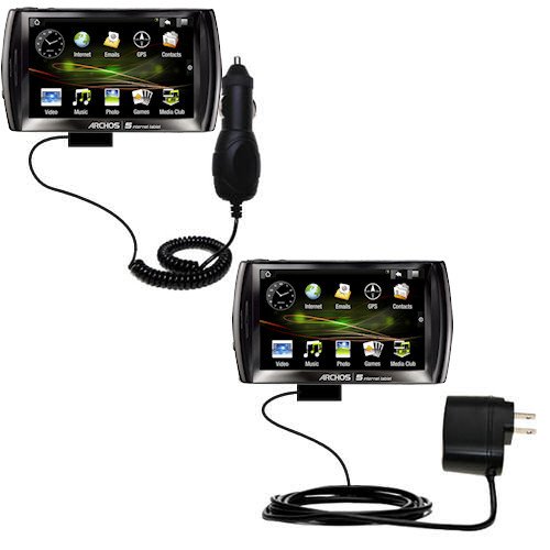 Gomadic Car and Wall Charger Essential Kit for the Archos 5 Internet Tablet with Android - Includes both AC Wall and DC Car Charging Options with TipExchange