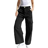 SySea Girls Cargo Pants Baggy Y2K Kids High Waist Sweatpants Flap Pockets Loose Fit Straight Wide Leg Casual Trousers