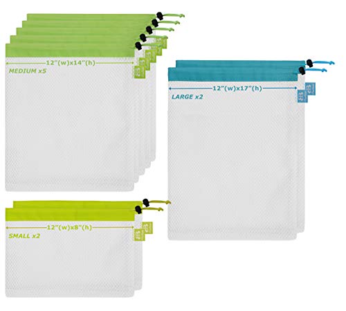 Reusable Produce Bag,BB Brotrade See Through 9 Packs Washable Premium Lightweight Mesh Bags For Grocery Shopping Storage, Fruit, Vegetable, and Toys