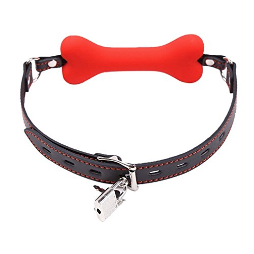 Silicone Mouth Bondage Dog Bones Shape Open Mouth Gag Restraints Straps with Adjustable Leather Strap, Couple Role Play Kit Tool for Adult Sex